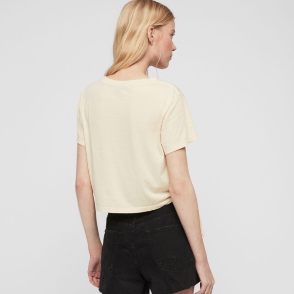 NWT $50 ALLSAINTS TUJEN Crop Tee with Knot Detail in Yellow - size Medium! - Picture 5 of 5